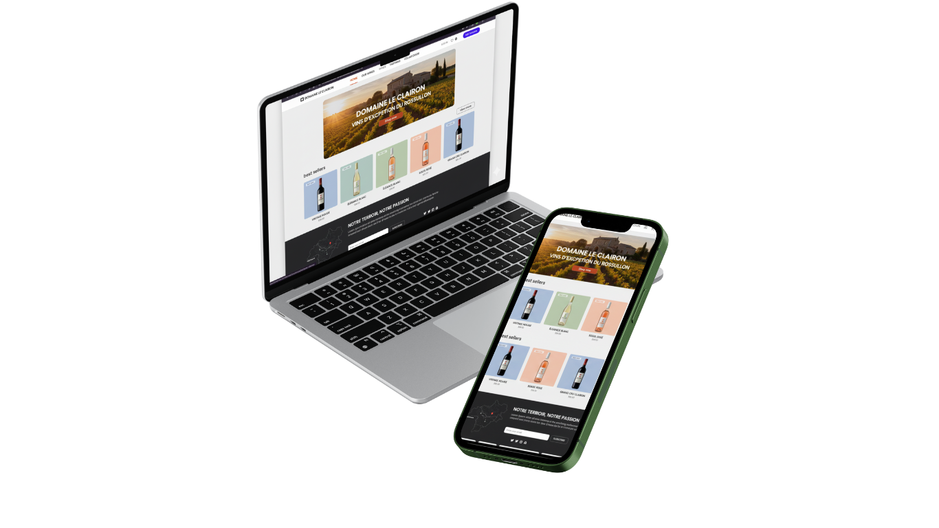 Aperçu de site web sur laptop et mobile